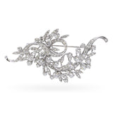 Precious Metal Alloy 7.59tcw Diamond Floral Brooch