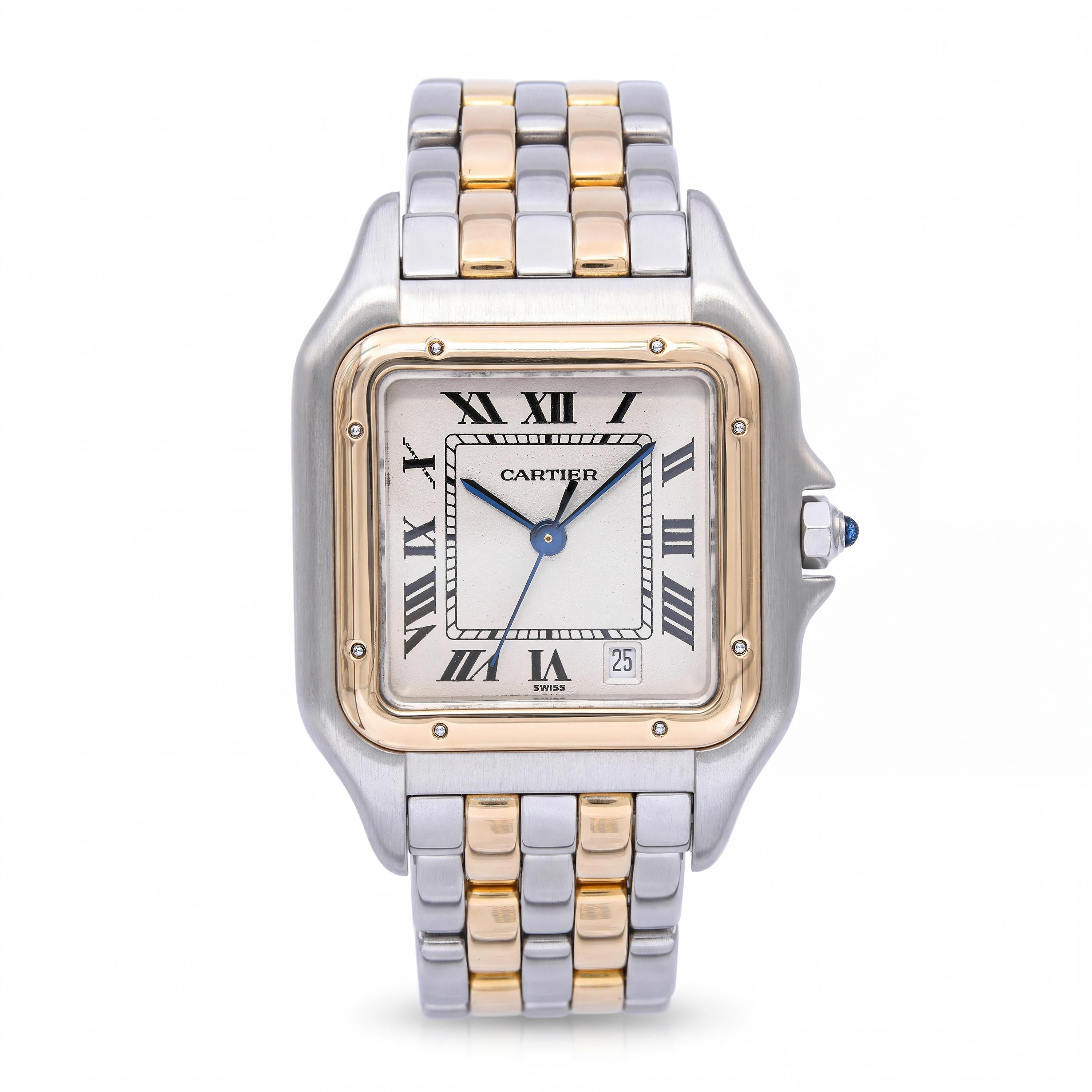 Cartier Yellow Gold & Steel Panthere Two-Row 27mm Womens Watch Ref. 110000R
