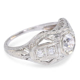 Antique Barth 18k White Gold 0.57tcw Old Euro Diamond Openwork Ring
