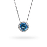 14k White Gold 8.52ct Topaz and Diamond Pendant Necklace