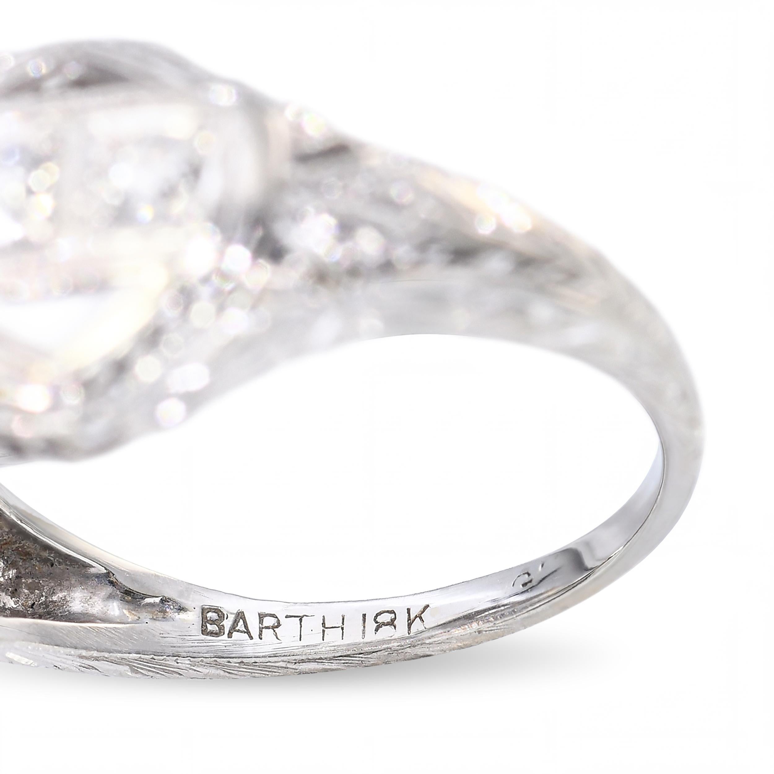 Antique Barth 18k White Gold 0.57tcw Old Euro Diamond Openwork Ring