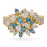 Vintage 14k Yellow Gold 1.74tcw Diamond & Enhanced Blue Diamond Ring