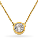 Vintage 18k Yellow Gold 1.8ct Old Euro Cut Diamond Solitaire Necklace GIA