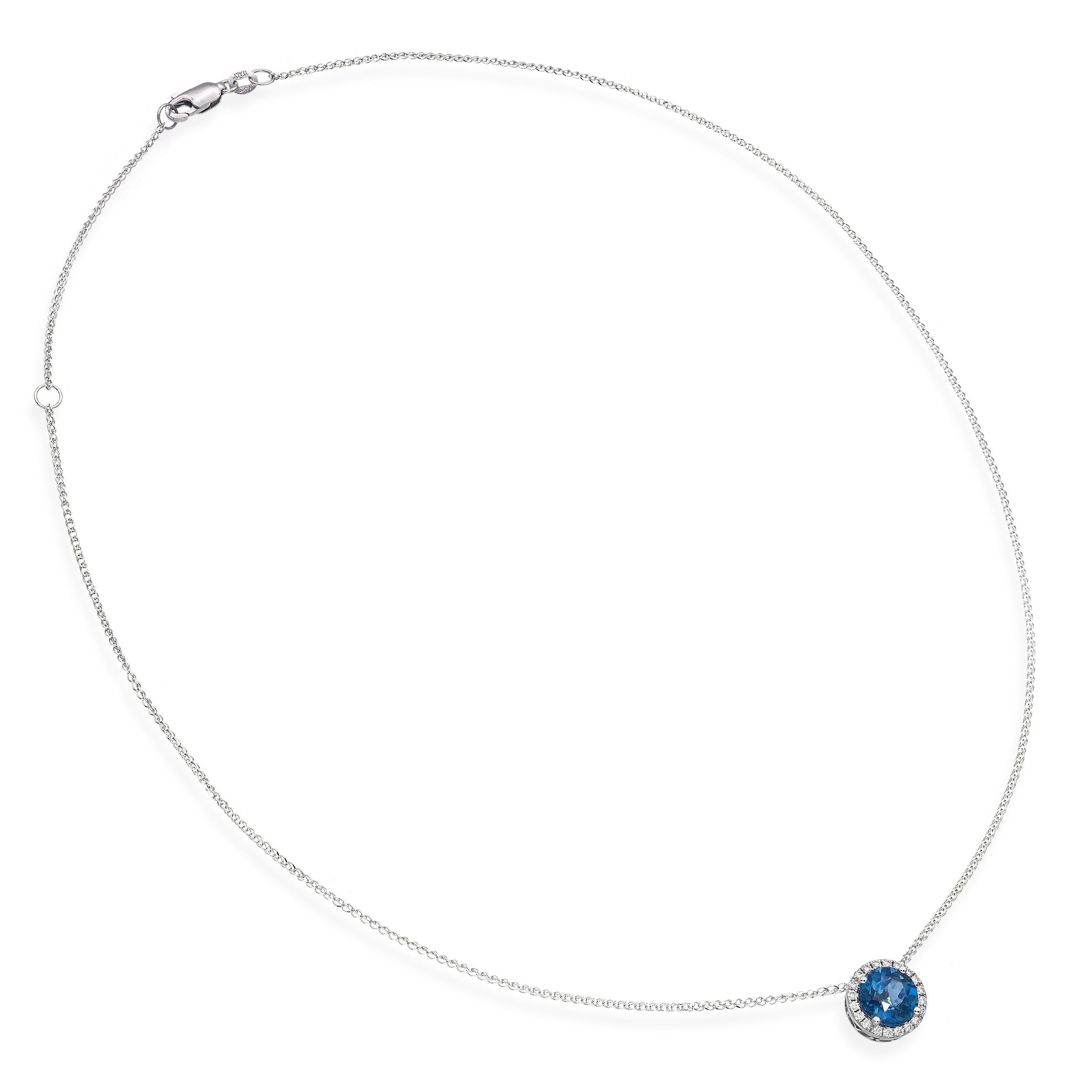 14k White Gold 8.52ct Topaz and Diamond Pendant Necklace