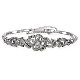 Vintage 10k White Gold Diamond Floral Motif Bracelet