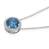 14k White Gold 8.52ct Topaz and Diamond Pendant Necklace