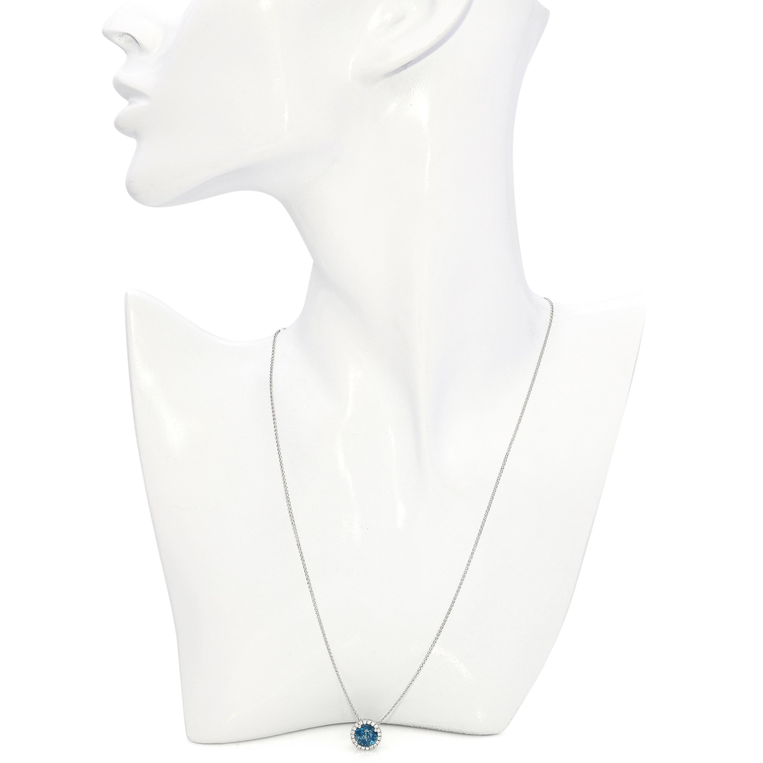 14k White Gold 8.52ct Topaz and Diamond Pendant Necklace