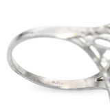 Vintage 18k White Gold Marquise Aquamarine Filigree Ring