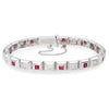 Vintage Tiffany & Co. 18k White Gold Diamond and Ruby Bezel Set Link Bracelet