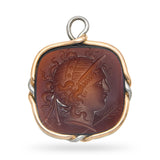 Vintage 9k Rose Gold and Platinum Wire Wrapped Sardonyx Intaglio Pendant