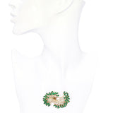 Vintage 18k Yellow Gold Emerald and Diamond Foliage Brooch