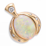 Vintage 14k Yellow Gold Australian Opal & Diamond Pendant