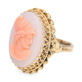 Antique Yellow Gold Hardstone Classical Warrior Cameo Ring