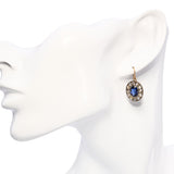 Antique Silver Topped Yellow Gold Syn Sapphire and Rose Cut Diamond Earrings