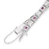 Vintage Tiffany & Co. 18k White Gold Diamond and Ruby Bezel Set Link Bracelet
