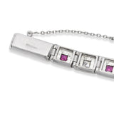 Vintage Tiffany & Co. 18k White Gold Diamond and Ruby Bezel Set Link Bracelet