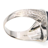 Vintage 14k White Gold Hardstone Cameo Engraved Ring