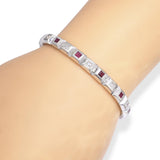 Vintage Tiffany & Co. 18k White Gold Diamond and Ruby Bezel Set Link Bracelet