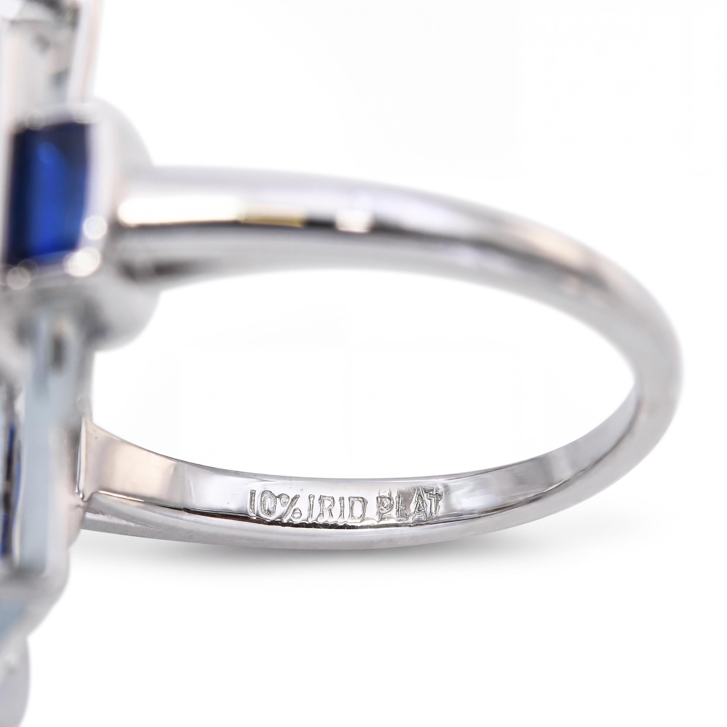 Vintage Retro Platinum 27ct Aquamarine and Sapphire Cocktail Ring