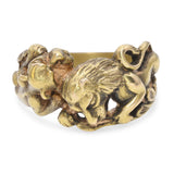 Antique 14k Yellow Gold Gold Lion and Panther Ring