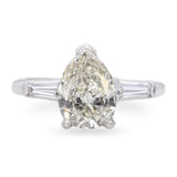 Vintage Platinum 1.28ct J Si2 Pear Diamond Engagement Ring