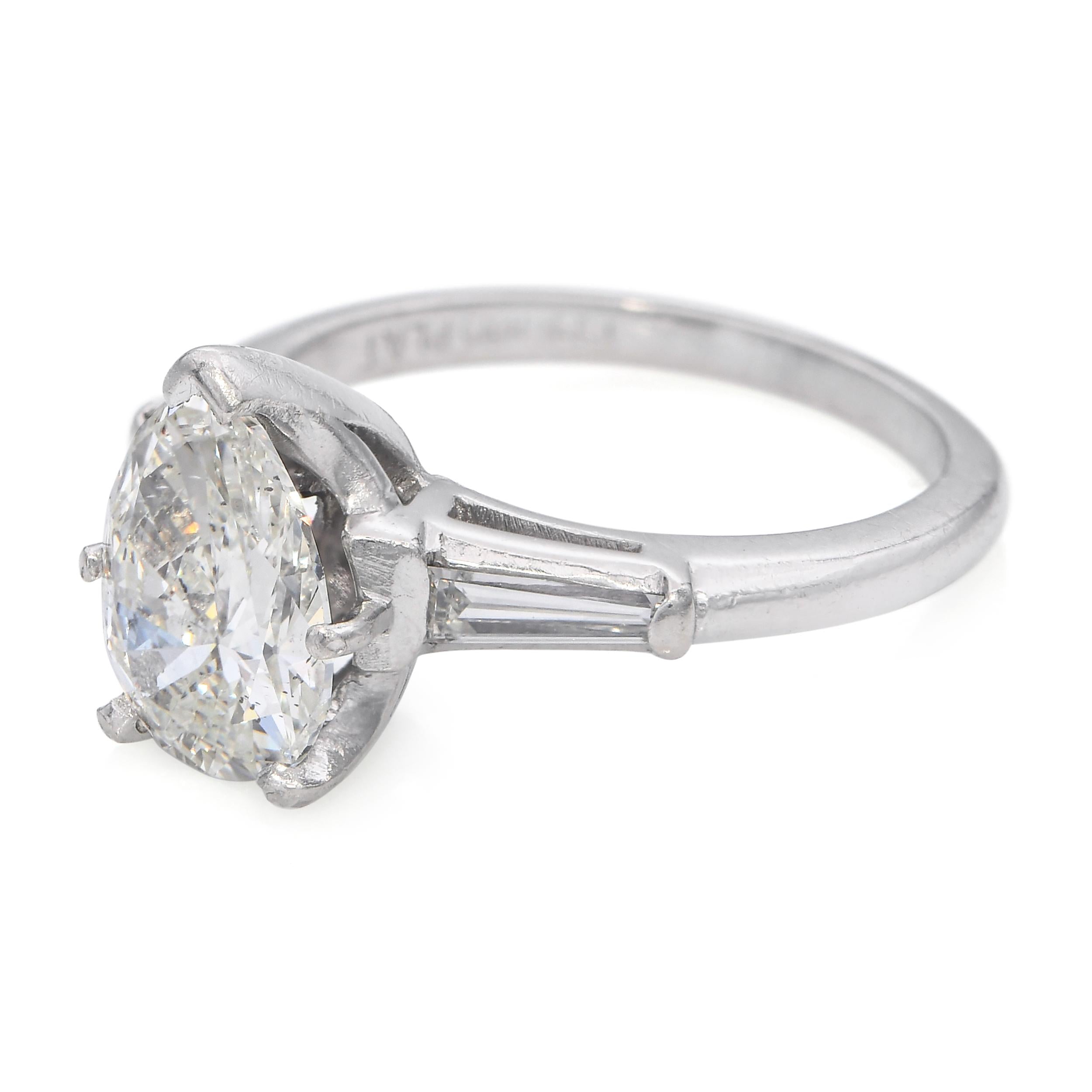 Vintage Platinum 1.28ct J Si2 Pear Diamond Engagement Ring