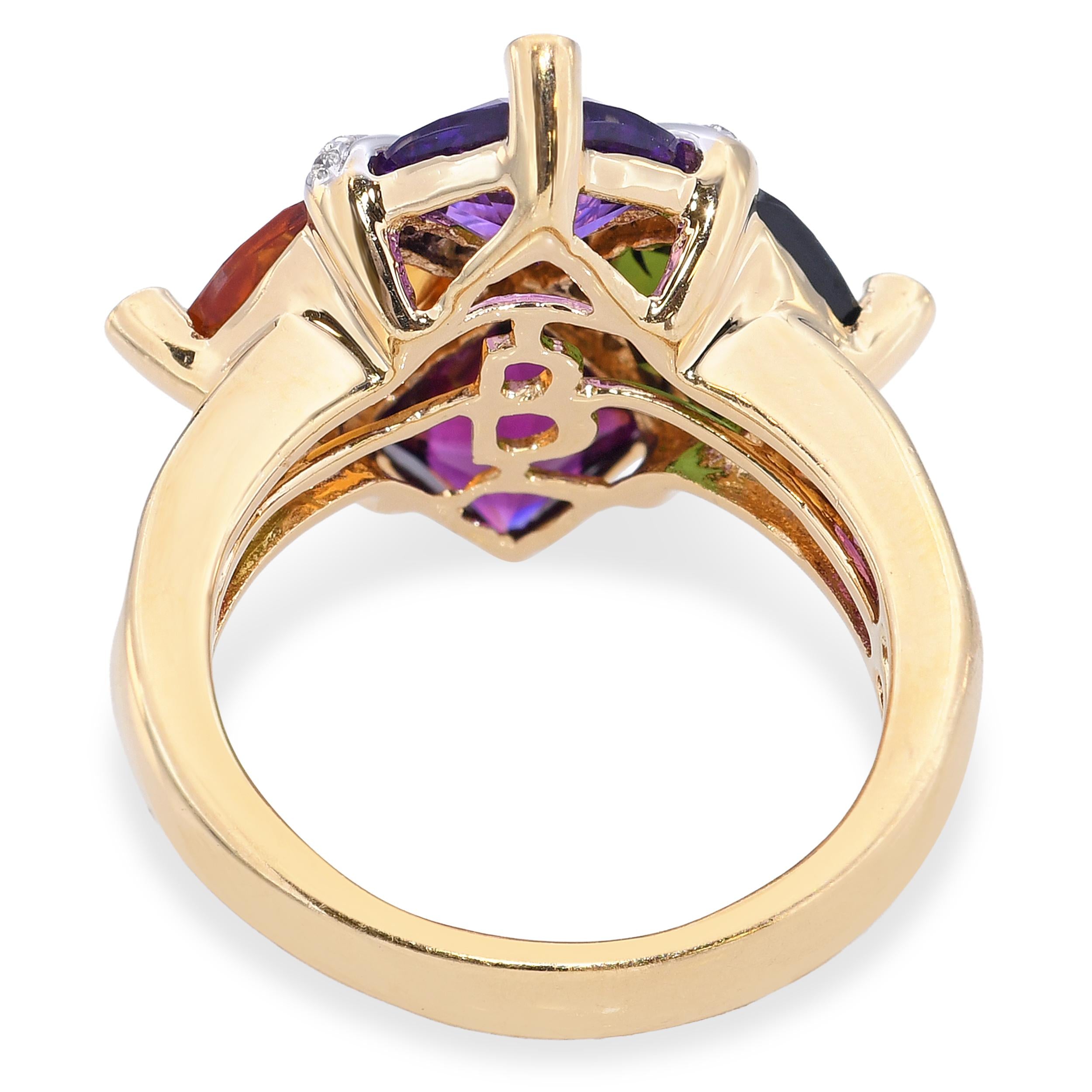 Bellari 18k Yellow Gold Multi-Stone and Diamond Ring