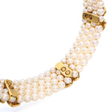 18k Yellow Gold Pearl & 8.1ctw Multicolor Diamond Floral Choker Necklace