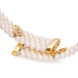 18k Yellow Gold Pearl & 8.1ctw Multicolor Diamond Floral Choker Necklace