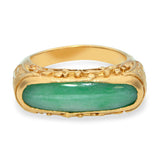 Vintage 23k Yellow Gold Floral Motif Jadeite Ring