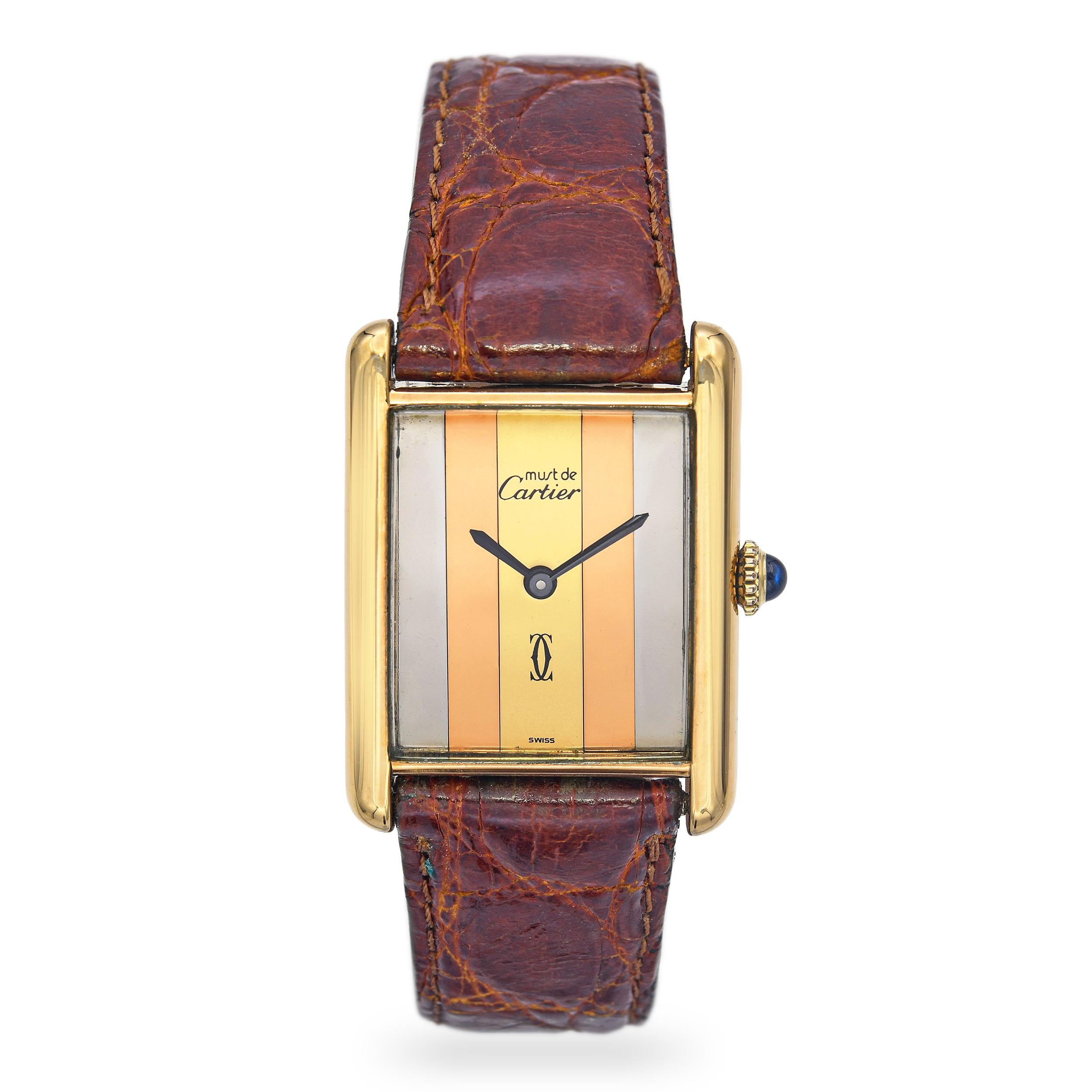 Cartier Must de Cartier Tank Trinity Vermeil Mechanical Men's Watch