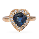 Vintage 18k Yellow Gold 1.0ct Unheated Sapphire and Diamond Halo Ring