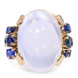 Vintage 18k Yellow Gold 12.65tcw Moonstone and Sapphire Ring