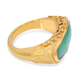 Vintage 23k Yellow Gold Floral Motif Jadeite Ring