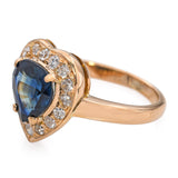 Vintage 18k Yellow Gold 1.0ct Unheated Sapphire and Diamond Halo Ring