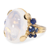 Vintage 18k Yellow Gold 12.65tcw Moonstone and Sapphire Ring