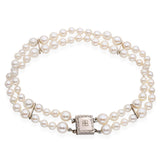 Vintage 14k White Gold Double Strand Pearl Bracelet