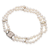 Vintage 14k White Gold Double Strand Pearl Bracelet