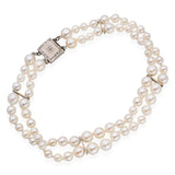 Vintage 14k White Gold Double Strand Pearl Bracelet