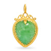 Vintage 24k Yellow Gold Green Jade Heart Pendant