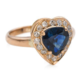 Vintage 18k Yellow Gold 1.0ct Unheated Sapphire and Diamond Halo Ring