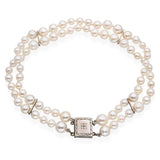 Vintage 14k White Gold Double Strand Pearl Bracelet