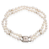 Vintage 14k White Gold Double Strand Pearl Bracelet