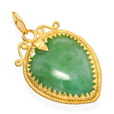 Vintage 24k Yellow Gold Green Jade Heart Pendant