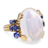 Vintage 18k Yellow Gold 12.65tcw Moonstone and Sapphire Ring