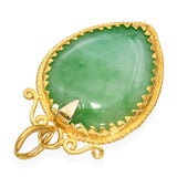 Vintage 24k Yellow Gold Green Jade Heart Pendant