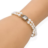 Vintage 14k White Gold Double Strand Pearl Bracelet