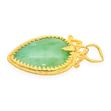 Vintage 24k Yellow Gold Green Jade Heart Pendant