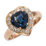 Vintage 18k Yellow Gold 1.0ct Unheated Sapphire and Diamond Halo Ring
