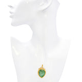Vintage 24k Yellow Gold Green Jade Heart Pendant